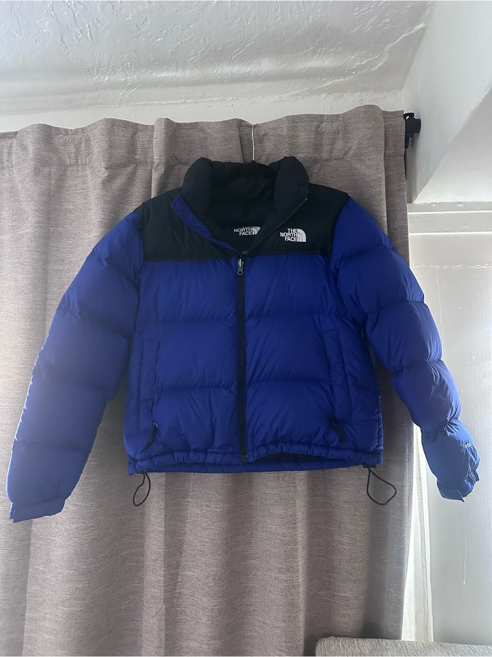 The North Face Nuptse Blue and Black Puffer Jacket 1996 retro